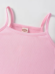 3pcs Toddler Girls Casual Suspender Cami T shirt Summer Clothes