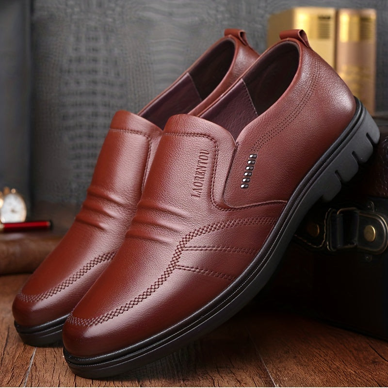 LAORENTOU Men's Leather Dress Shoes Slip On for Office