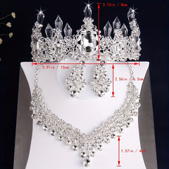 3pcs Crystal Bridal Crown Set Wedding Accessories