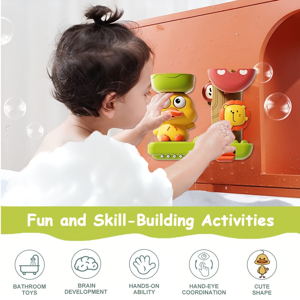 Duck Shaped Lion Water Wheel Baby Bath Toy Set