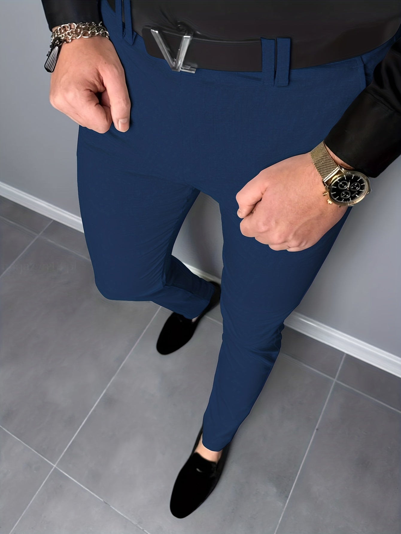 Men's Vintage Style Stretch Dress Pants for Business
