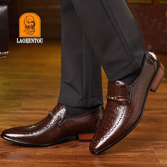 Crocodile Embossed Leather Dress Shoes for Men Lightweight Formal