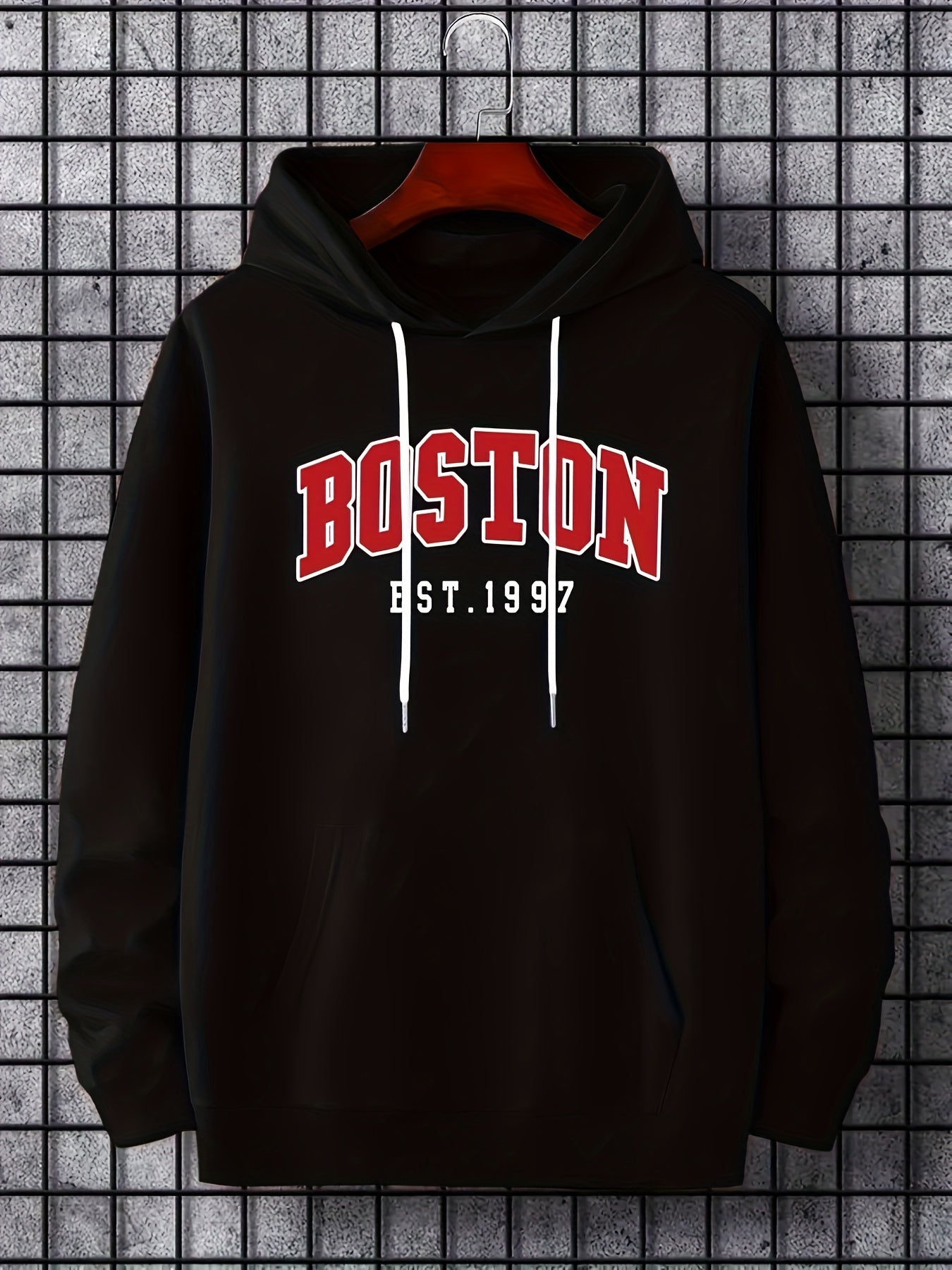 BOSTON Print Hoodies For Men Graphic Hoodie With Kangaroo Pocket
