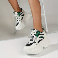 Women's Chunky Sneakers Low Top Lace Up Platform Shoes
