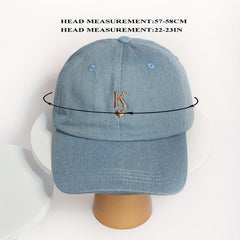 Heart K Embroidery Baseball Cap Unisex Washed Distressed Dad Hat