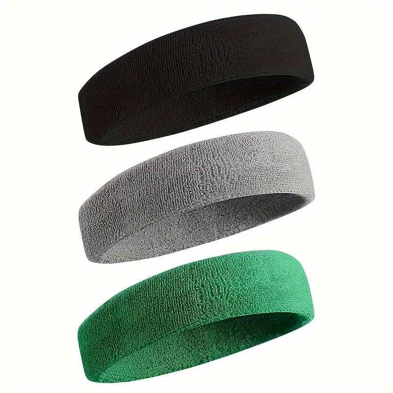 3pcs Sports Sweatband Unisex Fitness Headband for Sports Tennis & Gym