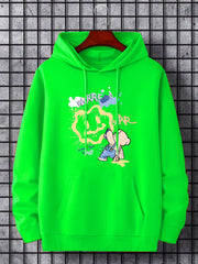 Cartoon Bear & Smile Face Print Hoodie for Men