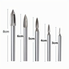 5pcs Wood Carving Drill Bit Set High Speed Steel Carbide Root Milling Cutter Bur