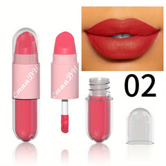 2-in-1 Lipstick Lip Gloss Set Waterproof Long Lasting Matte Finish Lip Makeup