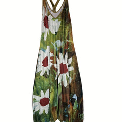 Floral Print V Neck Casual Jumpsuit