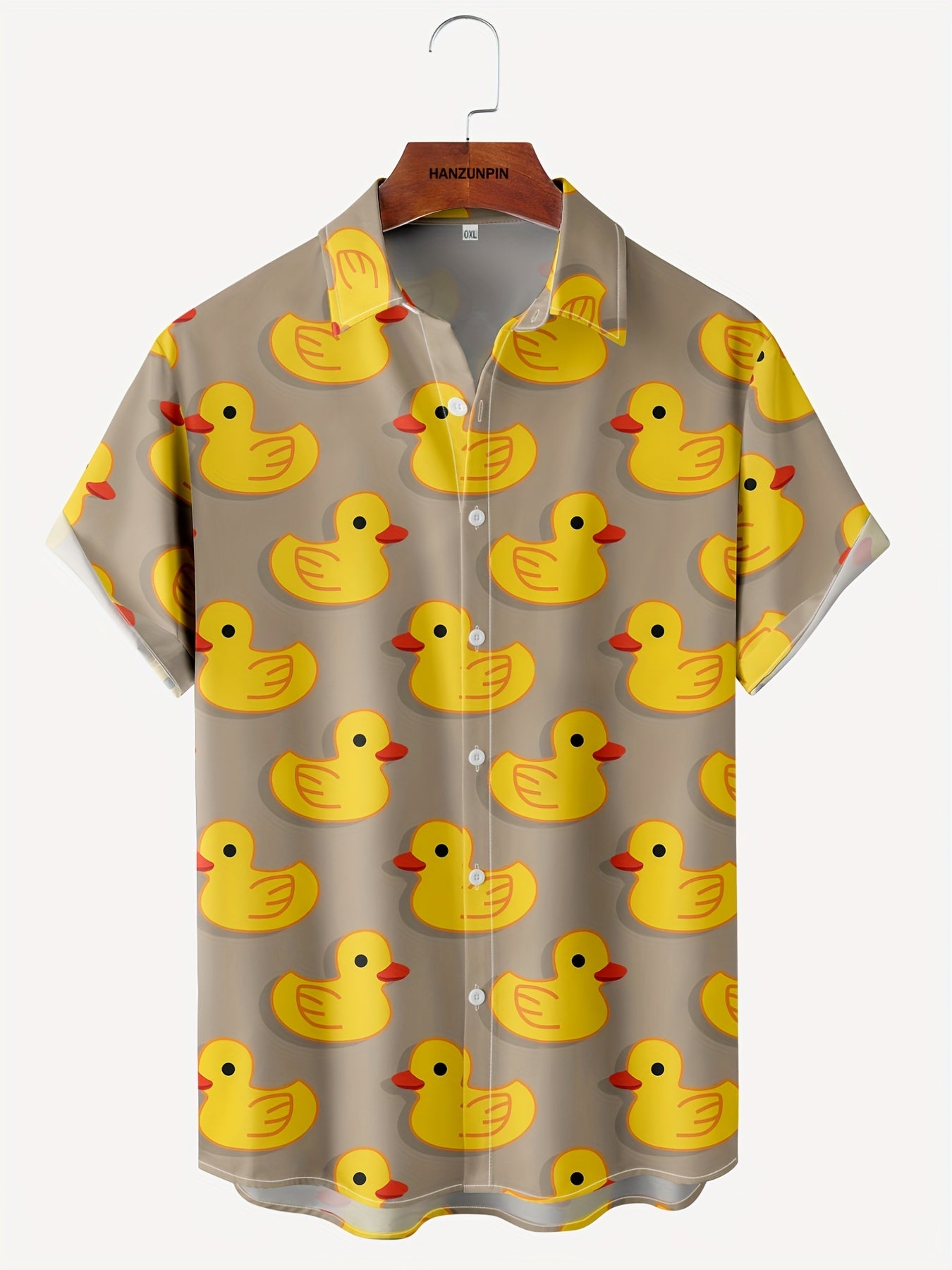 Duck Print Men's Short Sleeve Shirt With Chest Pocket