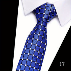 7 Men's Formal Polyester Silk Tie Checkered Necktie