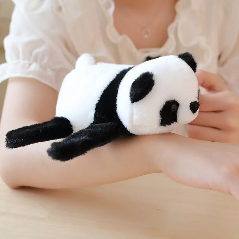Panda Plush Toy Bracelet Soft & Stuffed Animal Wristband with Golden Accents