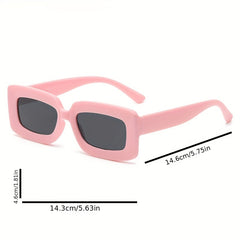Vintage Square Frame Sunglasses Wide Temple UV400