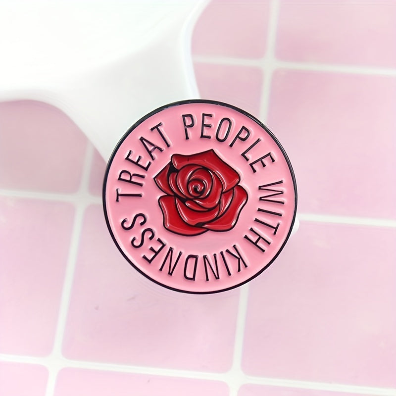 Kindness Brooch Red Pink Round