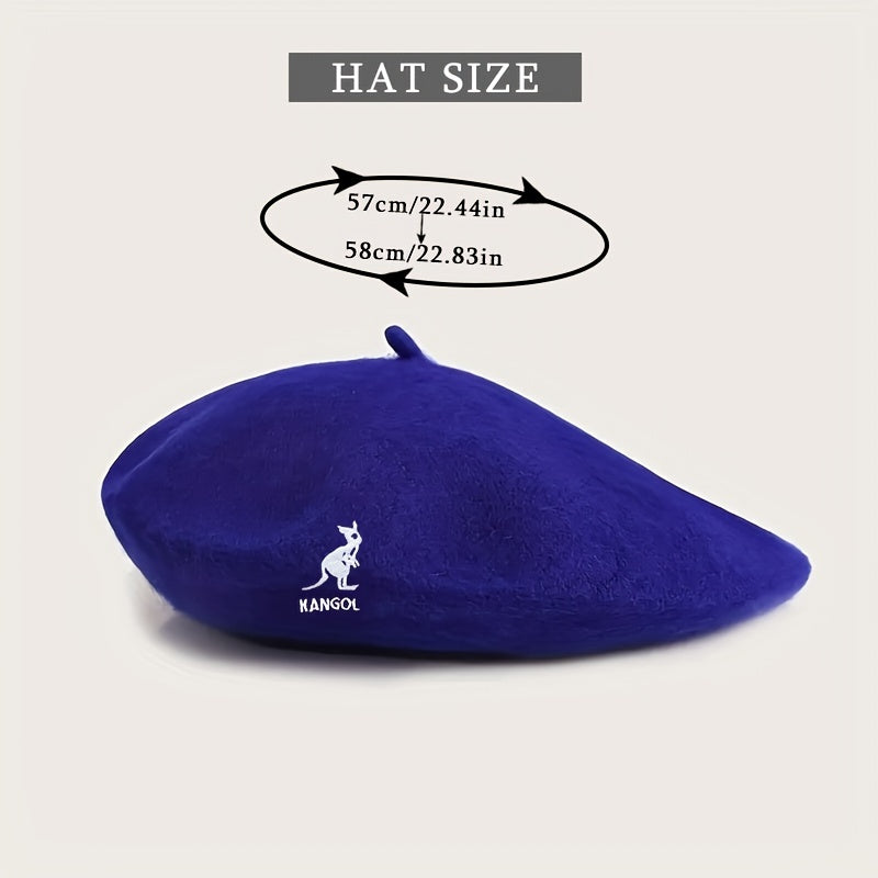 Kangaroo Embroidery Beret Solid Painter Cap Casual Newsboy Hats