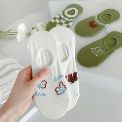 Green Soft Carbon Invisible Boat Socks Women's