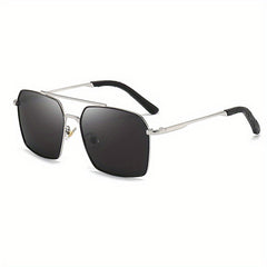 Men's Polarized Square Aviator Sunglasses Metal Frame UV Protection