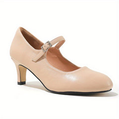 Women's Faux Leather Pumps Ankle Strap Round Toe Shoes