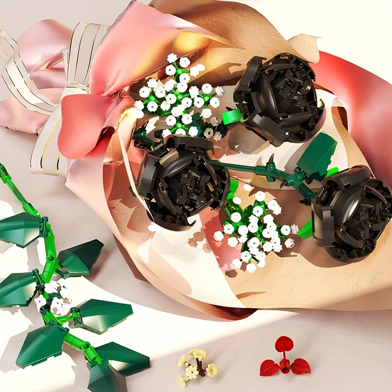 Building Blocks Bouquet Model Rose Sunflower Eternal Flowers Gift