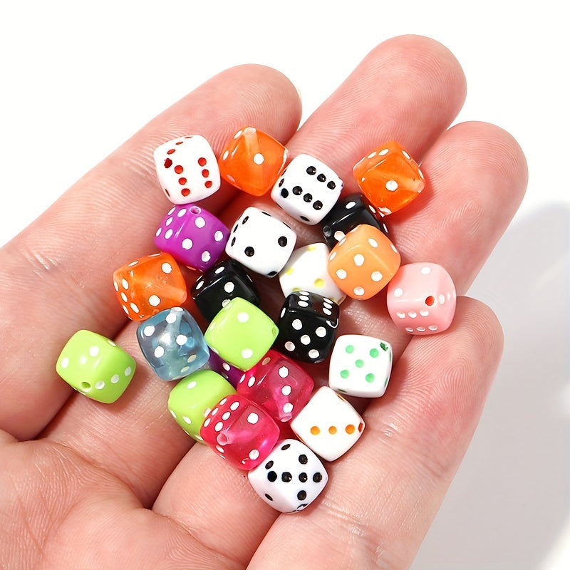 30pcs 8mm Colorful Dice Acrylic Beads for DIY Jewelry Making