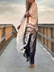 Horse Print Sun Protection Clothing V Neck Cover Up & Pants