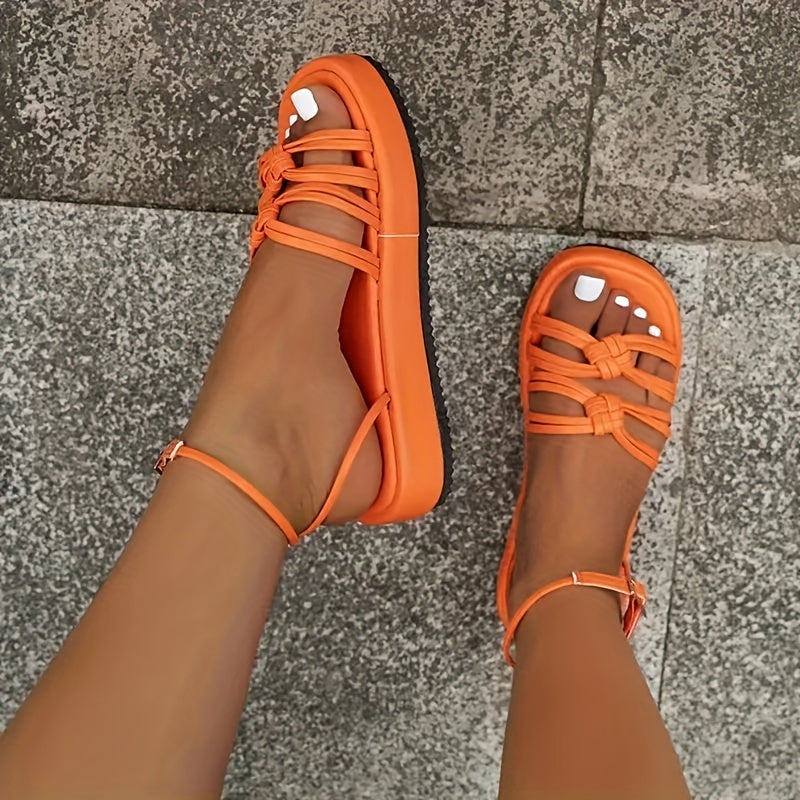 Thick Bottom Round Toe Buckle Strap Sandals Beach Sandals Women's Footwear