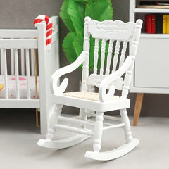 1:12 Scale Furniture Set Wooden Bed, Horse Rocker & Chair with Cabinet