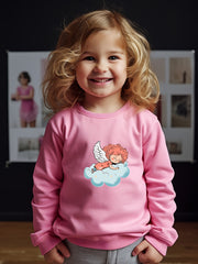 Angel Print Sweatshirt Girls Graphic Pullover for Kids Fall Winter