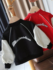Kids Varsity Jackets Zip Up Long Sleeve Baseball Uniforms