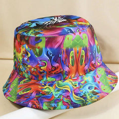 Vintage Print Windproof Sunshade Fisherman Hat For Couple