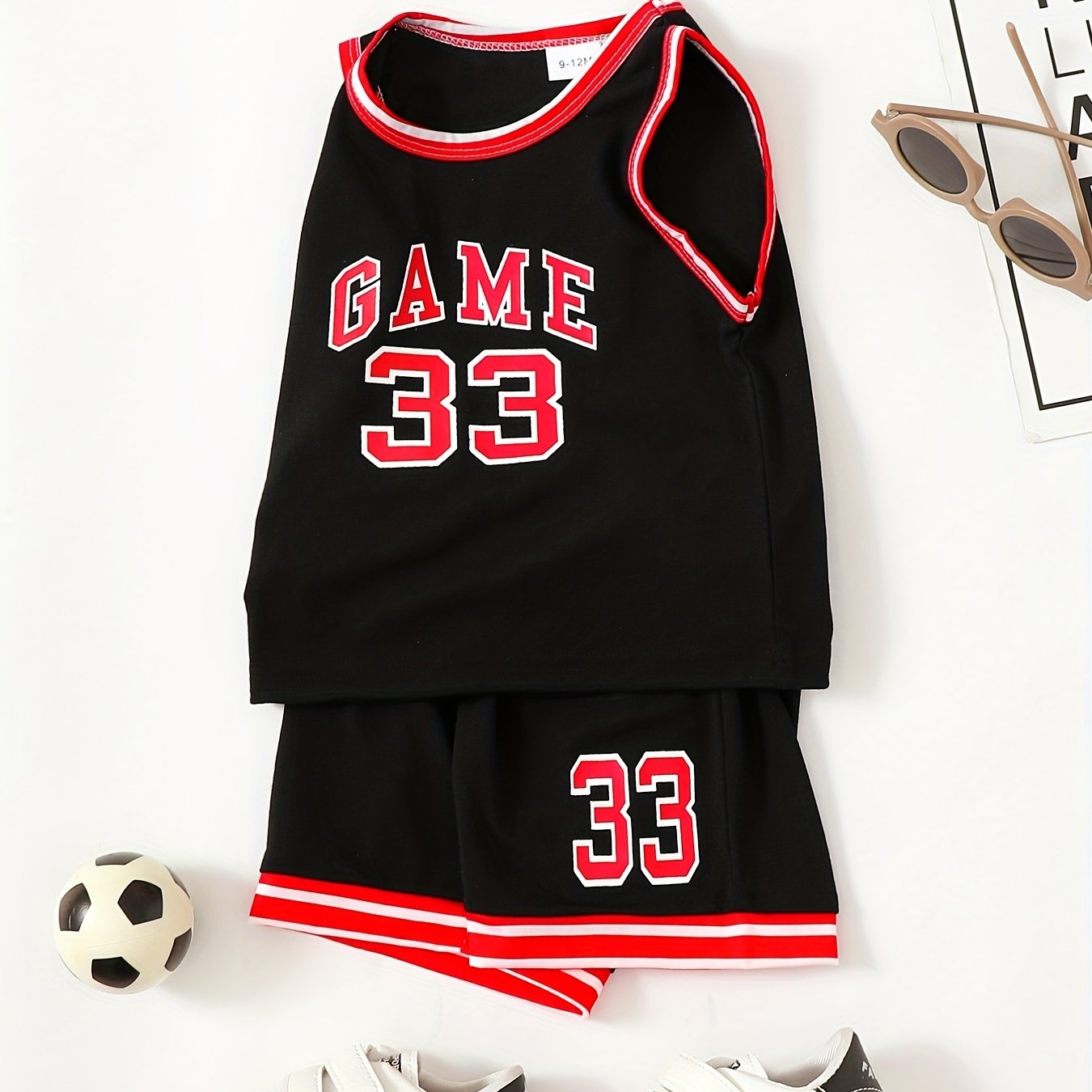 Toddler Kid Basketball Jersey Outfit Game 83 Tank Top Track Shorts Set