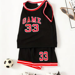 Toddler Kid Basketball Jersey Outfit Game 83 Tank Top Track Shorts Set
