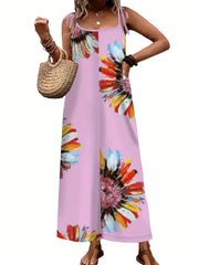 Boho Jumpsuit Tie Dye Floral Print Cami Overall