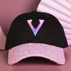 Hip Hop Baseball Cap V Patch Cotton Sun Hat Adjustable Unisex Couple Dad Hats
