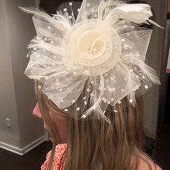 3Pcs Fascinator Hat & Lace Gloves Wedding Tea Party Bridal Hair Accessories