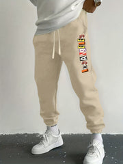 LA Print Drawstring Sweatpants Loose Fit Casual Joggers Spring Autumn