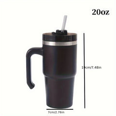 20oz Stainless Steel Insulated Car Cup with Handle Straw