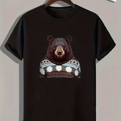 Bear Print Men's Graphic T shirt Casual Comfy Tees For Summer