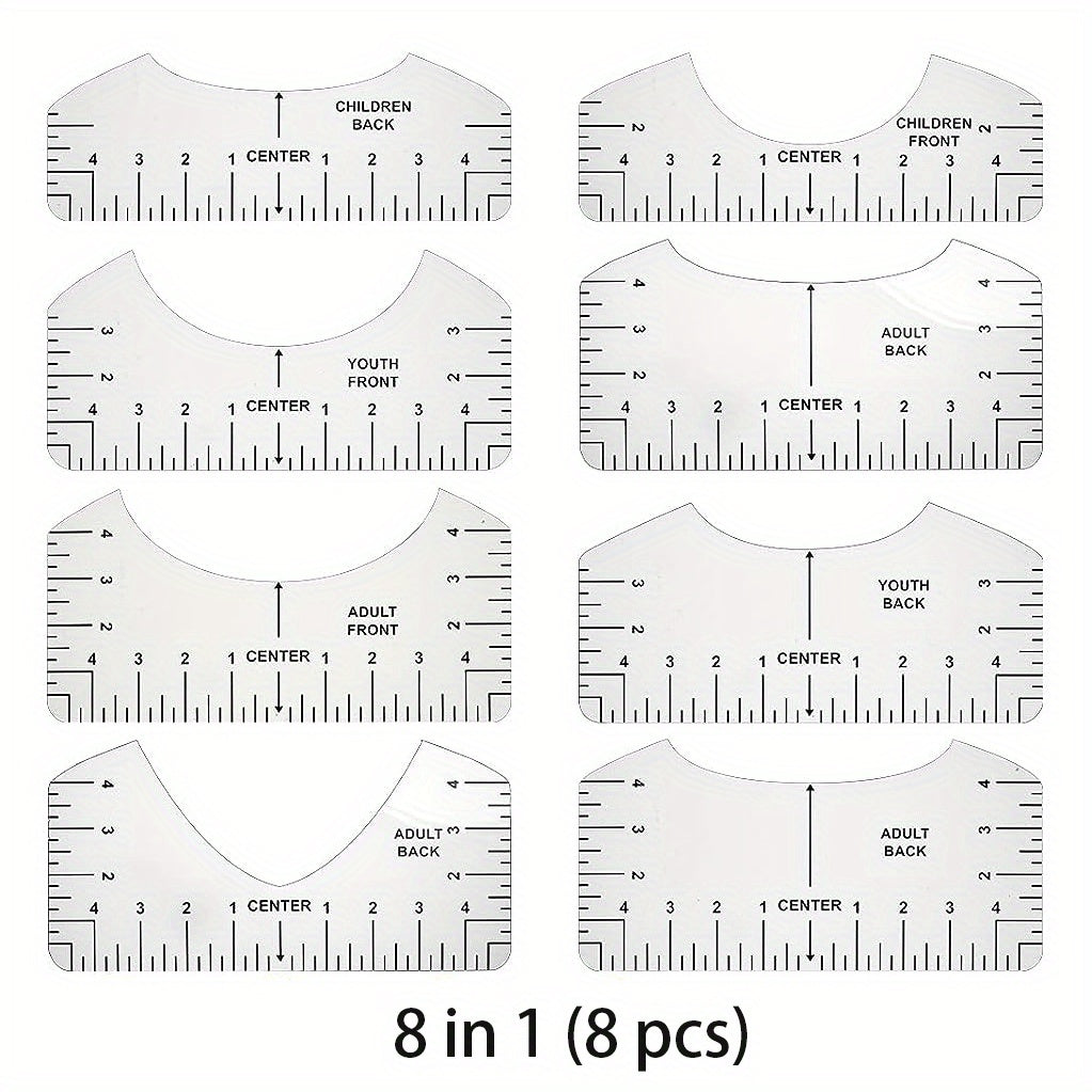 8pcs T shirt Guide Ruler Frosted Translucent PVC Ruler for Heat Press Alignment
