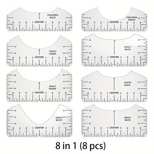 8pcs T shirt Guide Ruler Frosted Translucent PVC Ruler for Heat Press Alignment