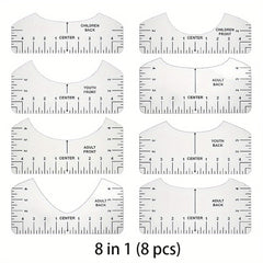 8pcs T shirt Guide Ruler Frosted Translucent PVC Ruler for Heat Press Alignment