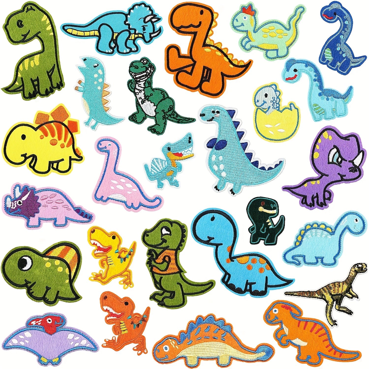 26pcs Dinosaur Iron On Patches Sew On Embroidered Applique Repair Patch DIY