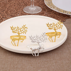 6pcs Christmas Napkin Ring Deer Napkin Holder Cloth Ring Wedding Ornamen