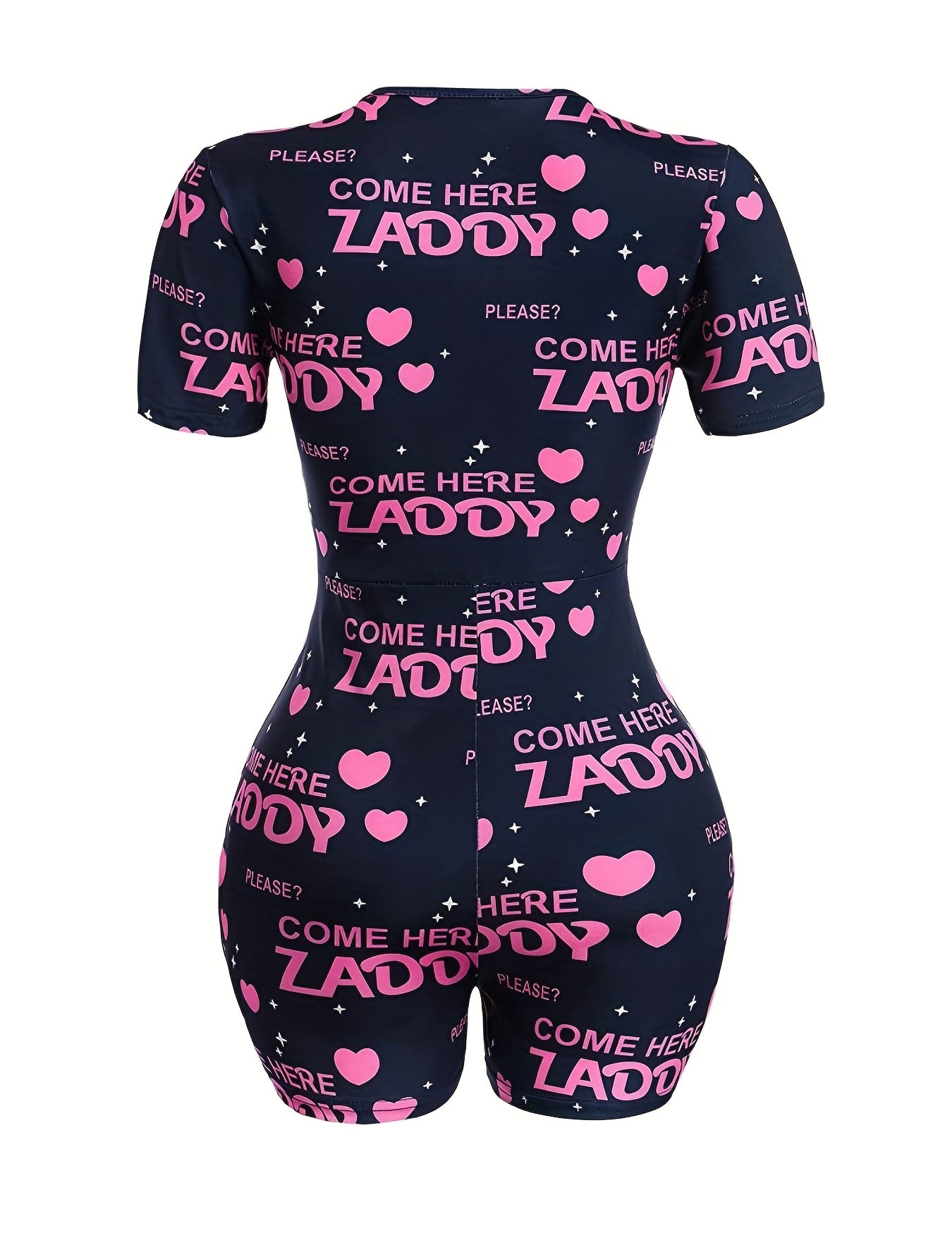Letter Print Lounge Romper Crew Neck Short Sleeve Romper
