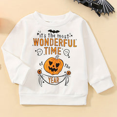 Baby's Halloween Letter Pumpkin Print Pullover Top