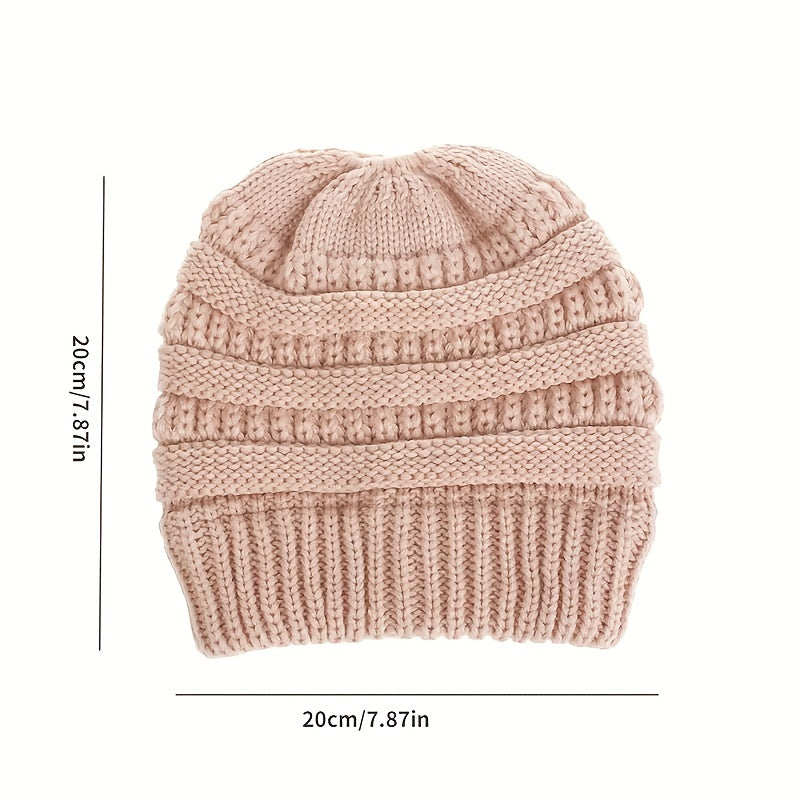 Warm Ponytail Knitted Hat for Winter