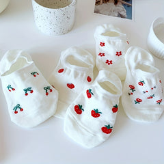 5 Pairs Fruit Floral Print Ankle Socks Women's Stockings