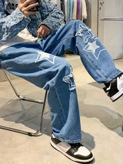 Men's Hip Hop Star Pattern Wide Leg Jeans