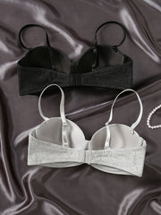 2pcs Solid Push Up Bras Women's Lingerie & Underwear
